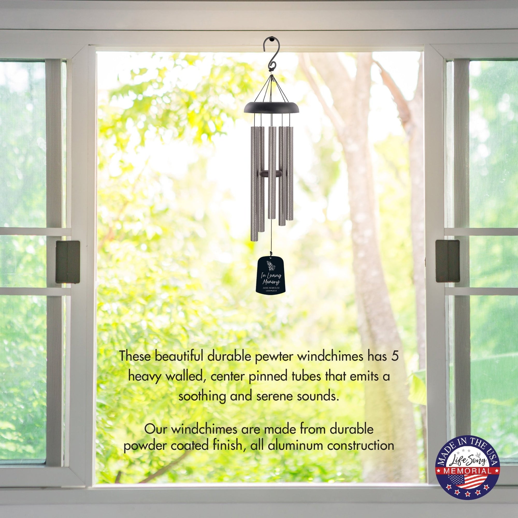 Personalized Memorial Wind Chime Sail Sympathy Gift - In Loving Memory (rosary) - LifeSong Milestones