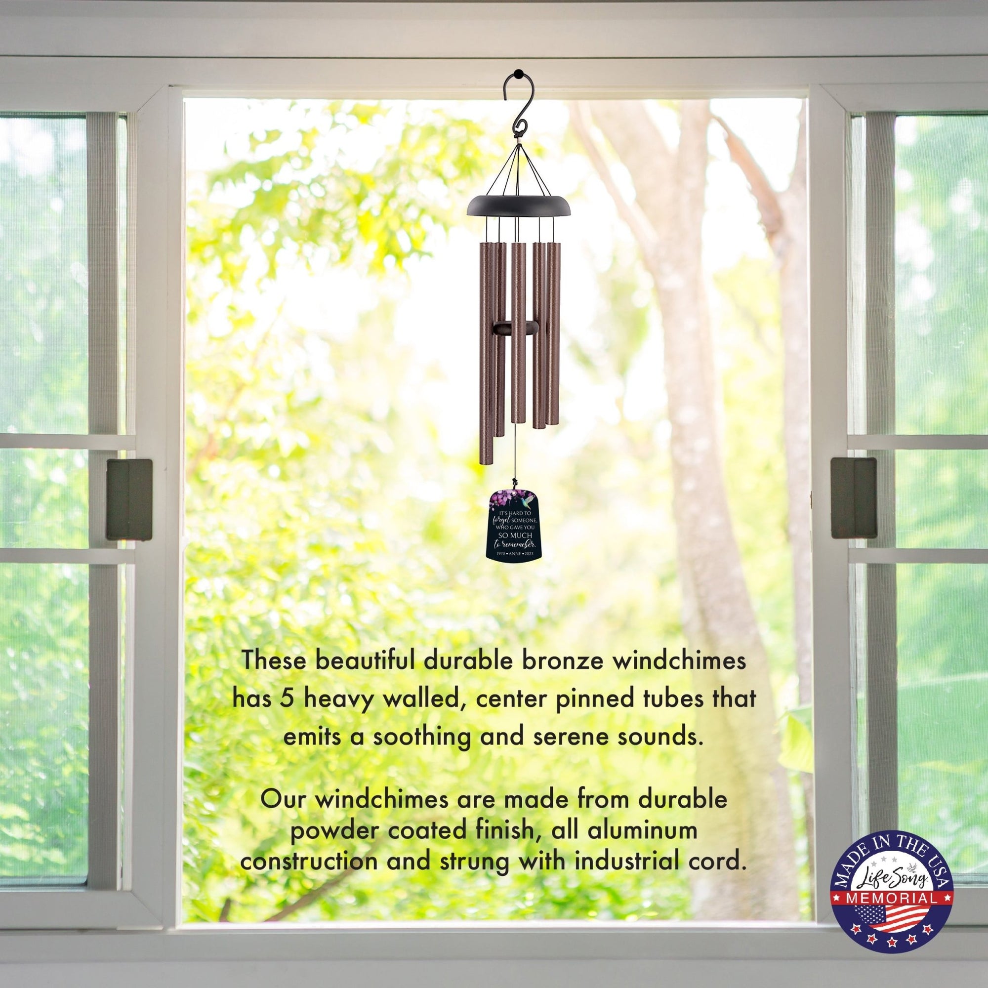 Personalized Memorial Wind Chime Sail Sympathy Gift - Its Hard To Forget - LifeSong Milestones