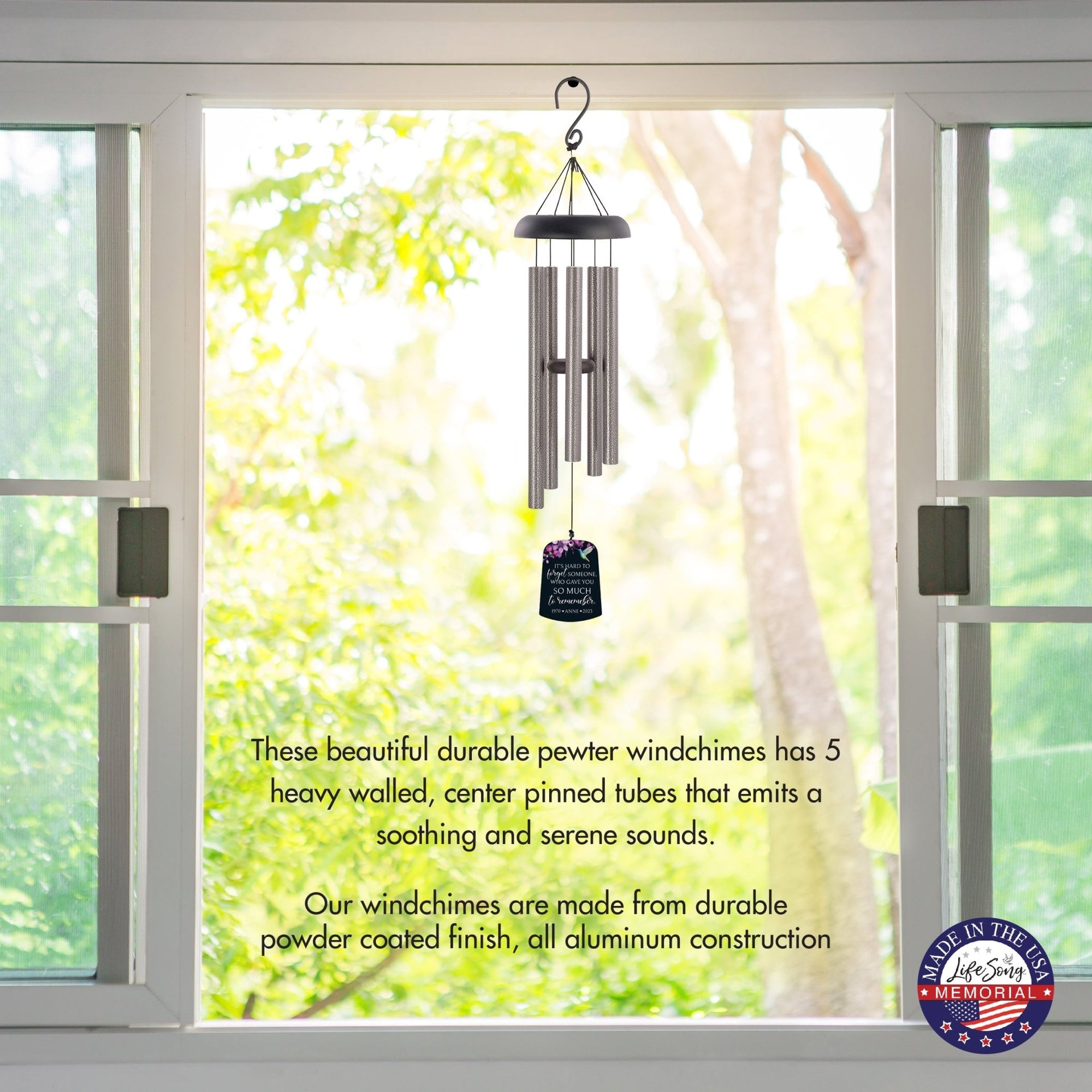 Personalized Memorial Wind Chime Sail Sympathy Gift - Its Hard To Forget - LifeSong Milestones
