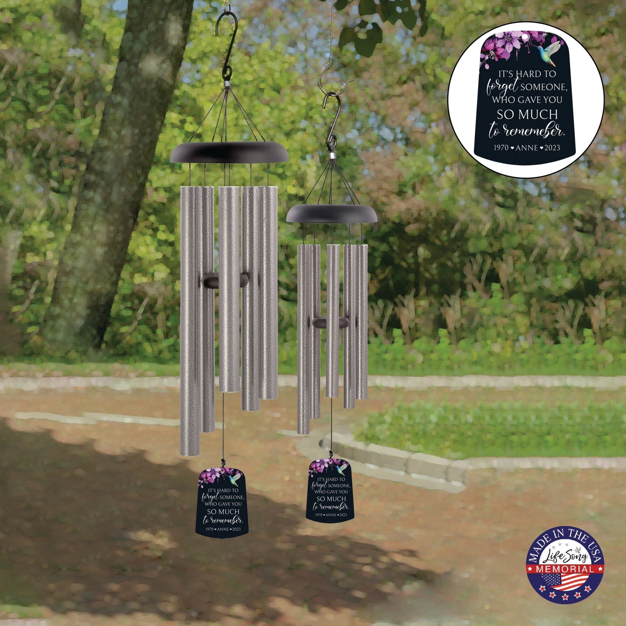 Personalized Memorial Wind Chime Sail Sympathy Gift - Its Hard To Forget - LifeSong Milestones
