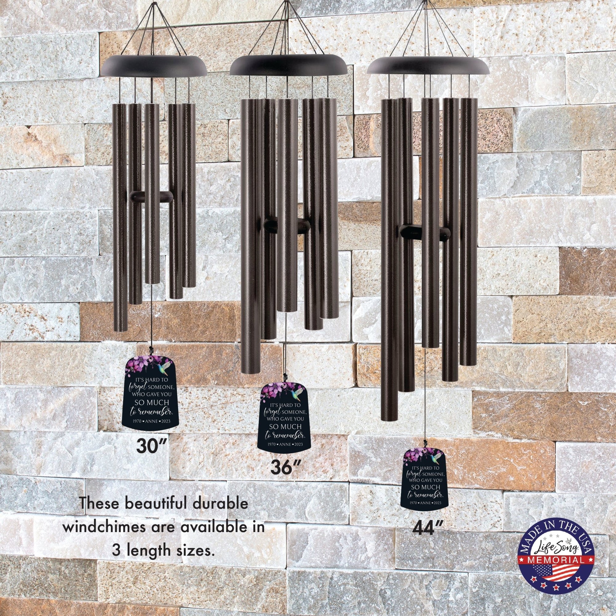 Personalized Memorial Wind Chime Sail Sympathy Gift - Its Hard To Forget - LifeSong Milestones