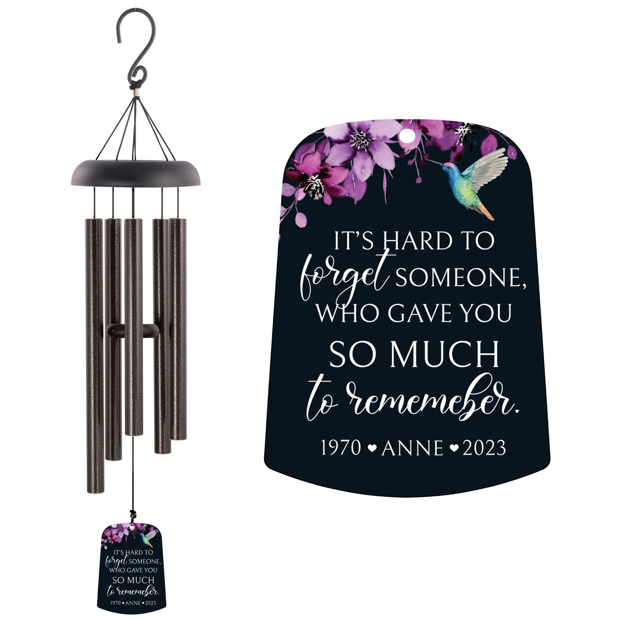 Personalized Memorial Wind Chime Sail Sympathy Gift - Its Hard To Forget - LifeSong Milestones