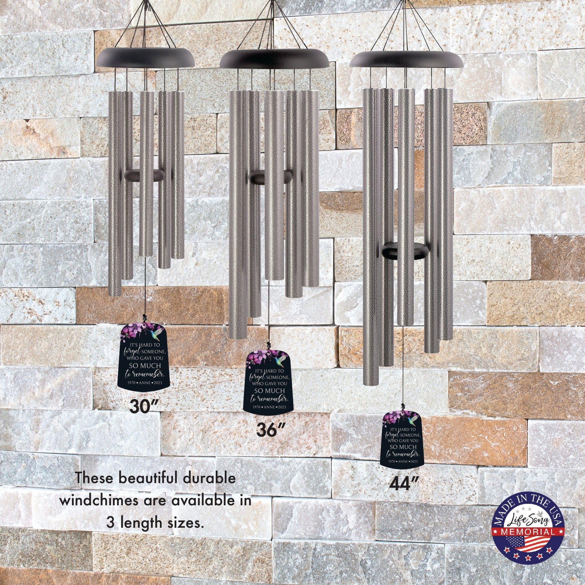 Personalized Memorial Wind Chime Sail Sympathy Gift - Its Hard To Forget - LifeSong Milestones