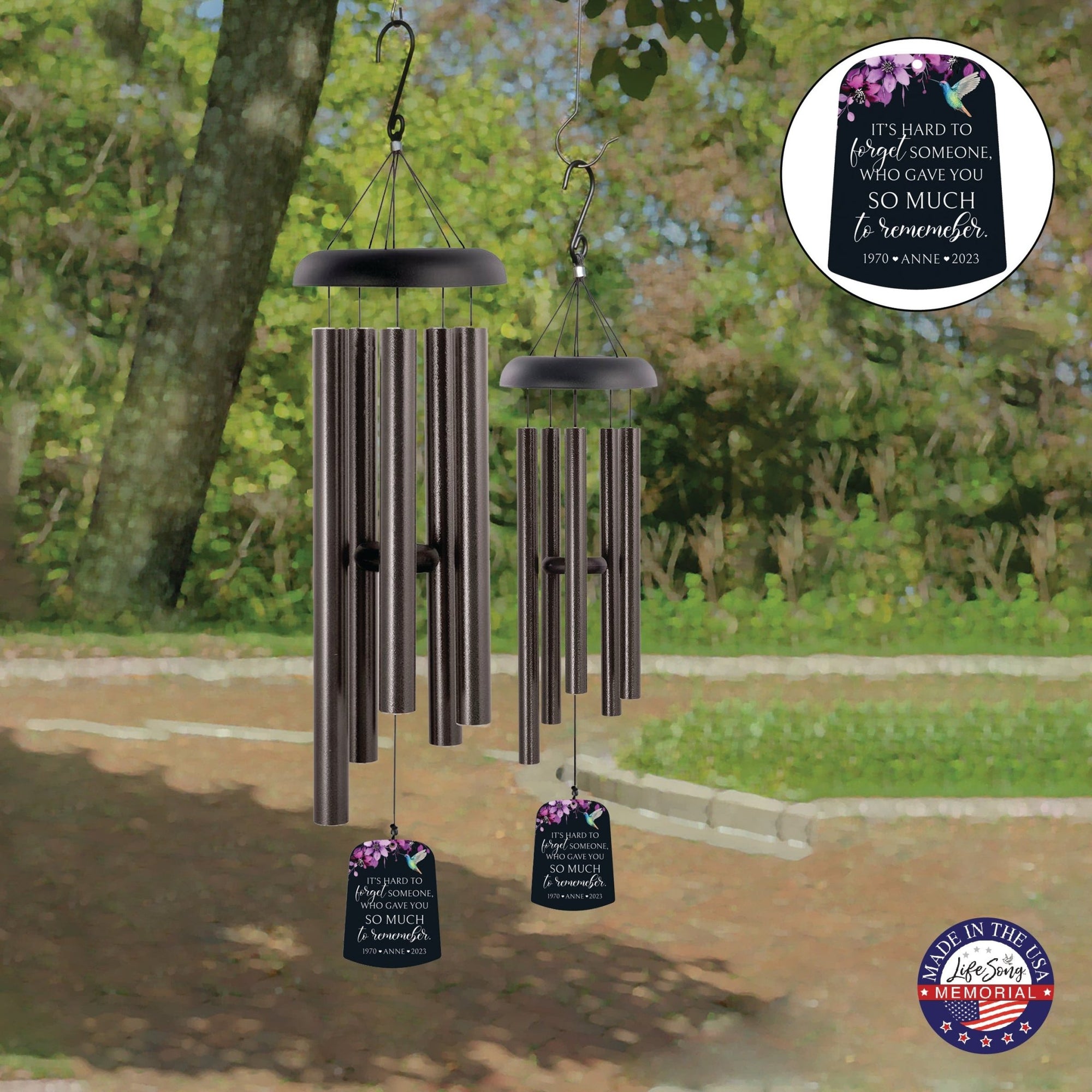 Personalized Memorial Wind Chime Sail Sympathy Gift - Its Hard To Forget - LifeSong Milestones