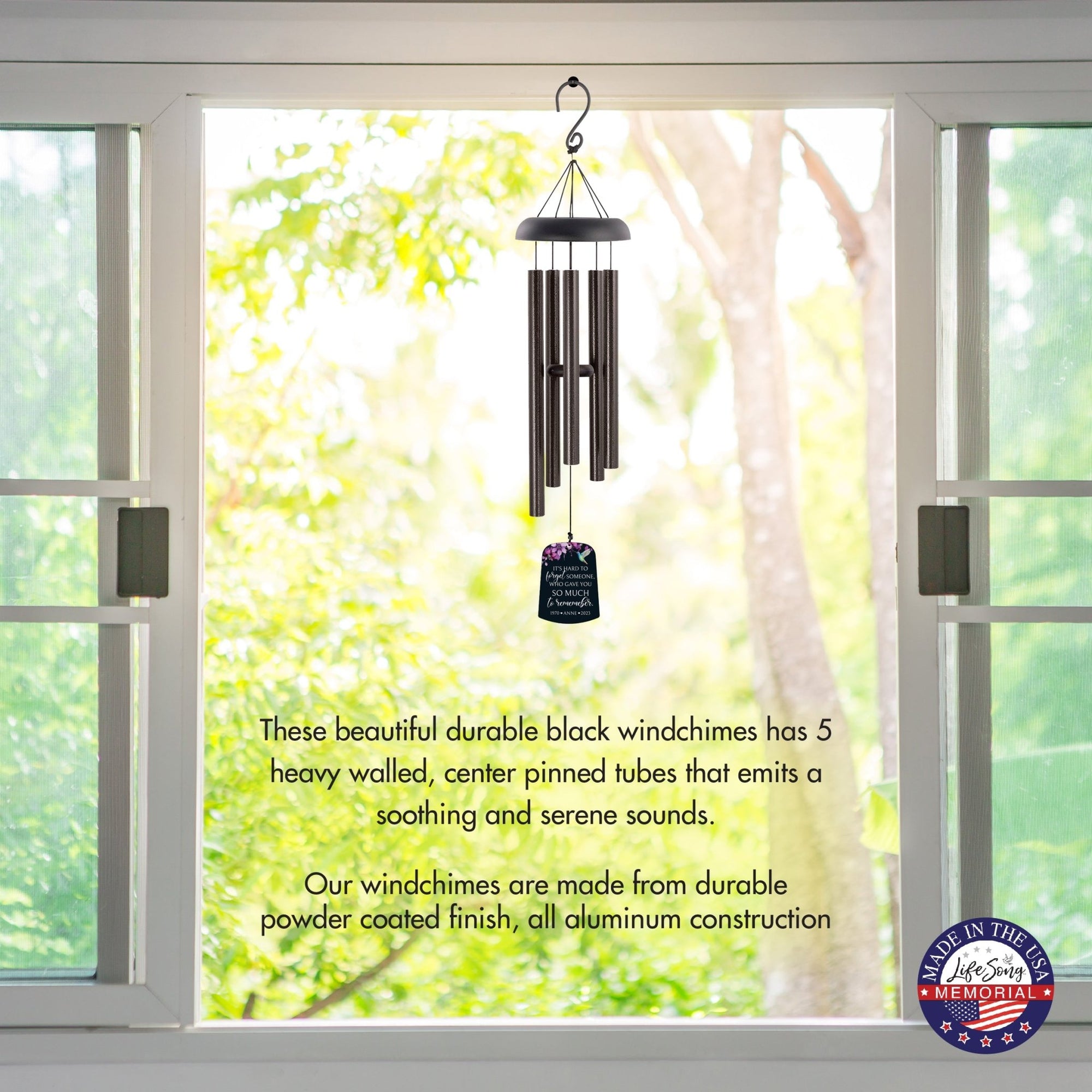 Personalized Memorial Wind Chime Sail Sympathy Gift - Its Hard To Forget - LifeSong Milestones