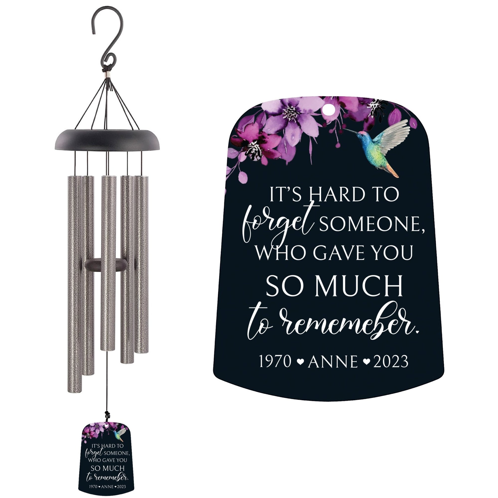 Personalized Memorial Wind Chime Sail Sympathy Gift - Its Hard To Forget - LifeSong Milestones