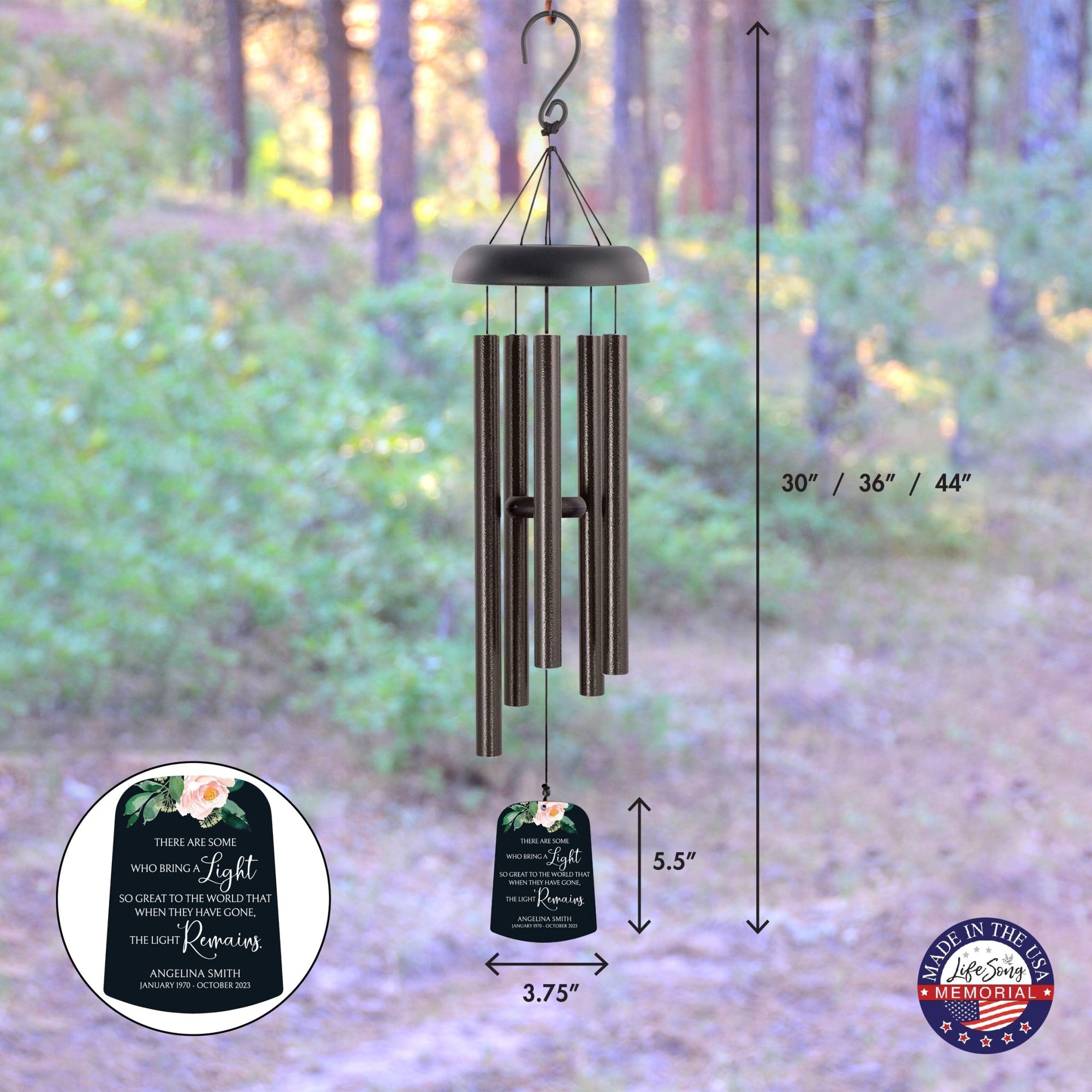 Personalized Memorial Wind Chime Sail Sympathy Gift - The Light Remains - LifeSong Milestones