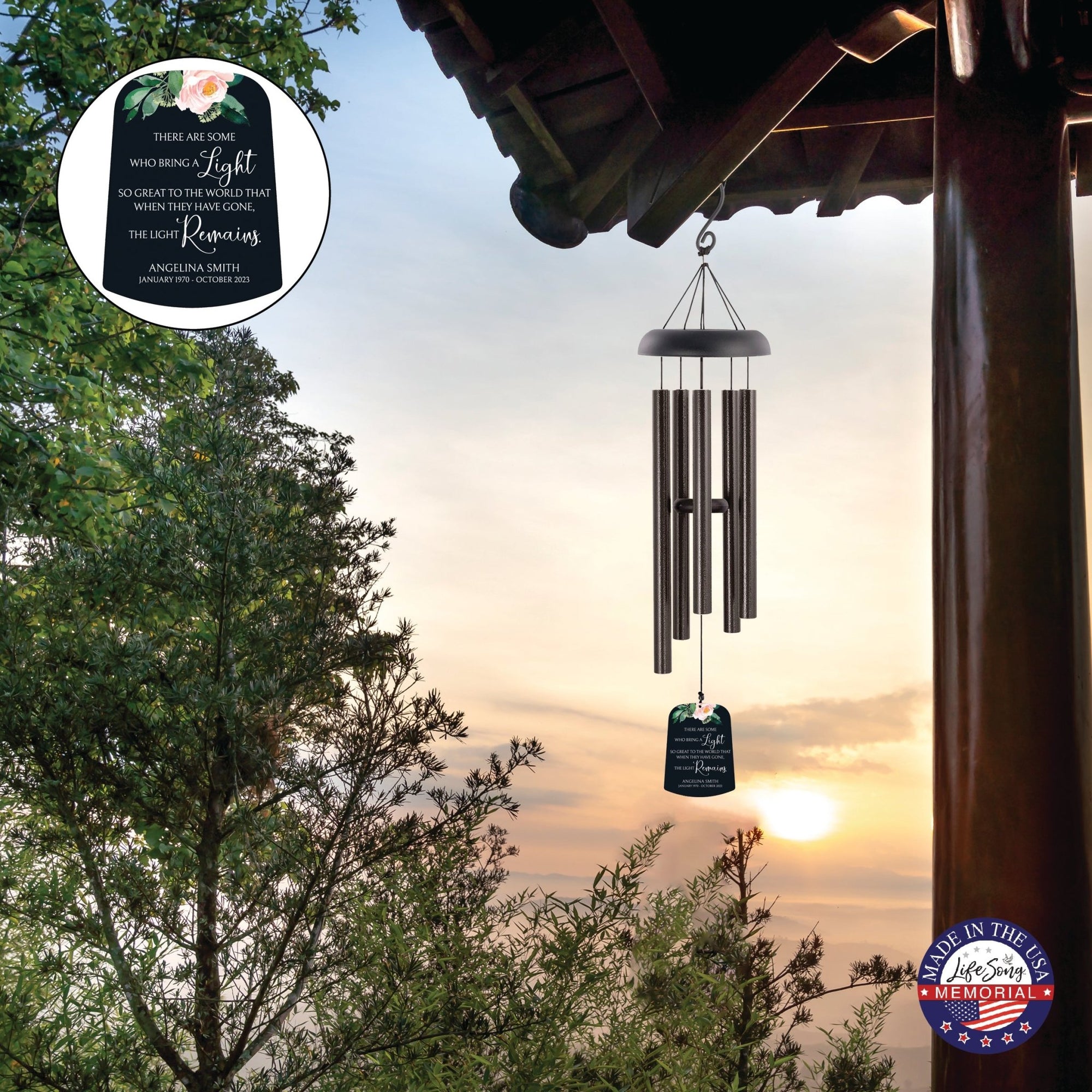 Personalized Memorial Wind Chime Sail Sympathy Gift - The Light Remains - LifeSong Milestones