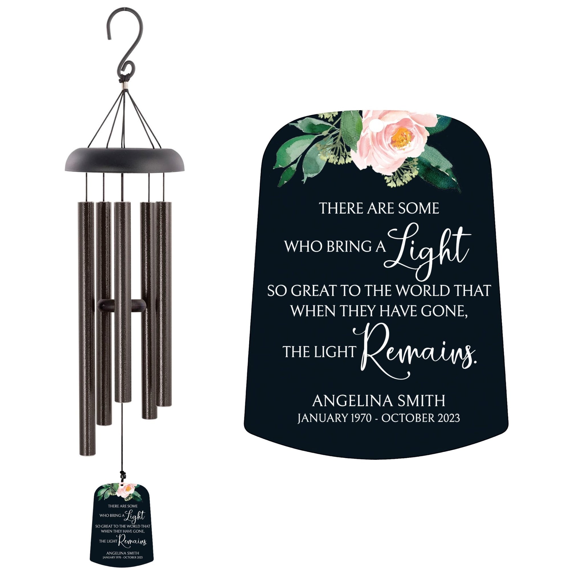 Personalized Memorial Wind Chime Sail Sympathy Gift - The Light Remains - LifeSong Milestones