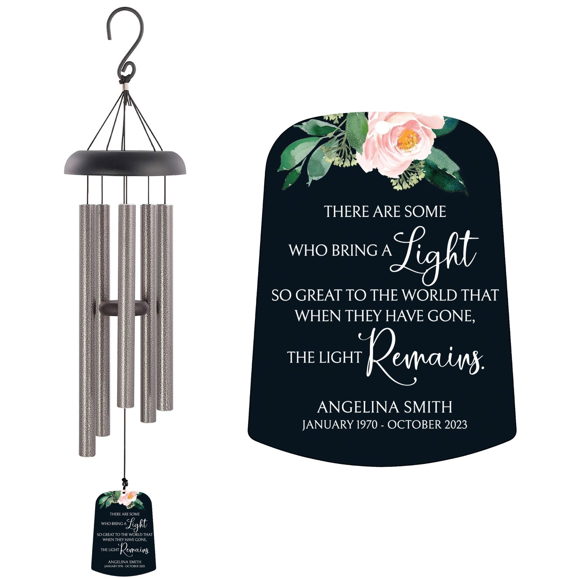 Personalized Memorial Wind Chime Sail Sympathy Gift - The Light Remains - LifeSong Milestones