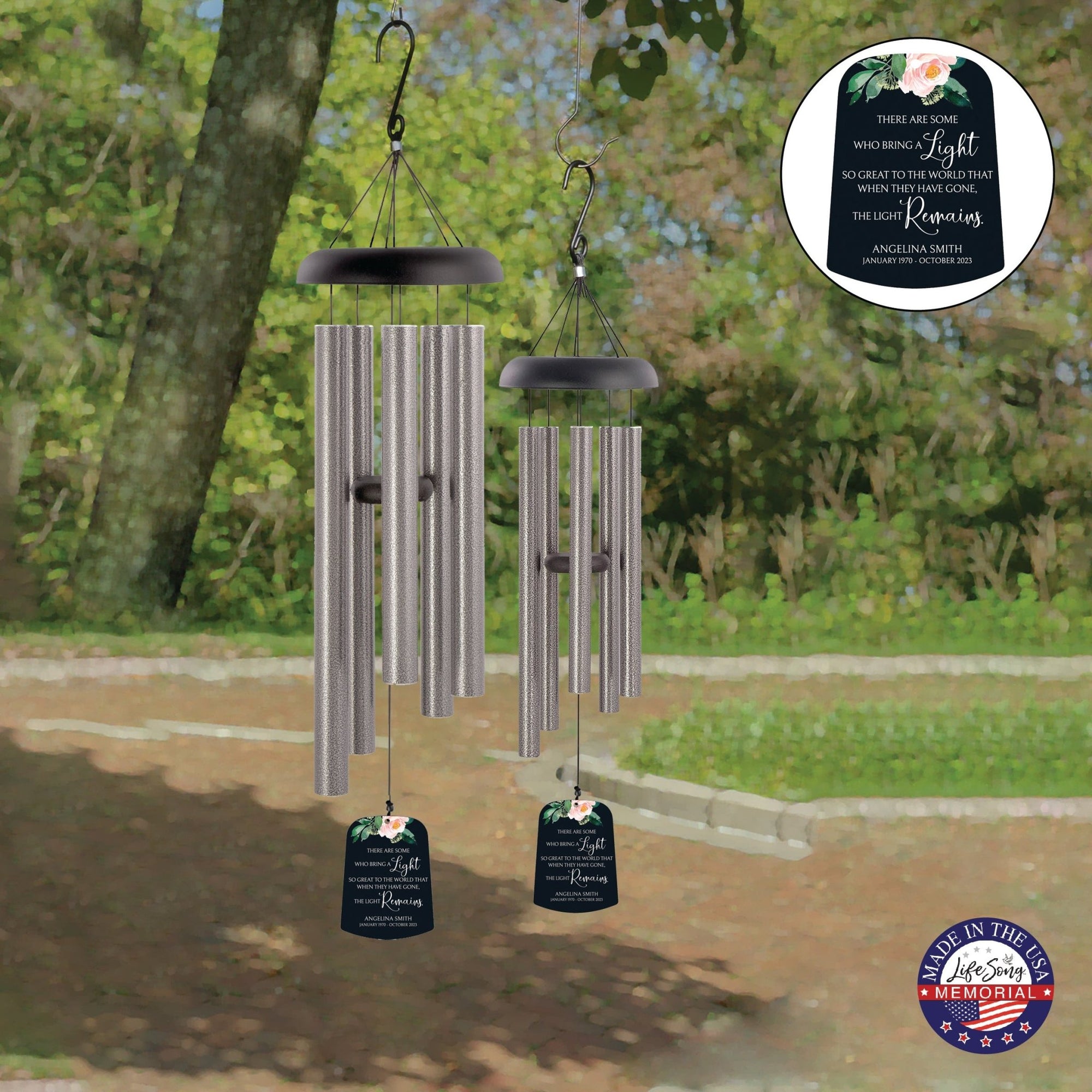 Personalized Memorial Wind Chime Sail Sympathy Gift - The Light Remains - LifeSong Milestones