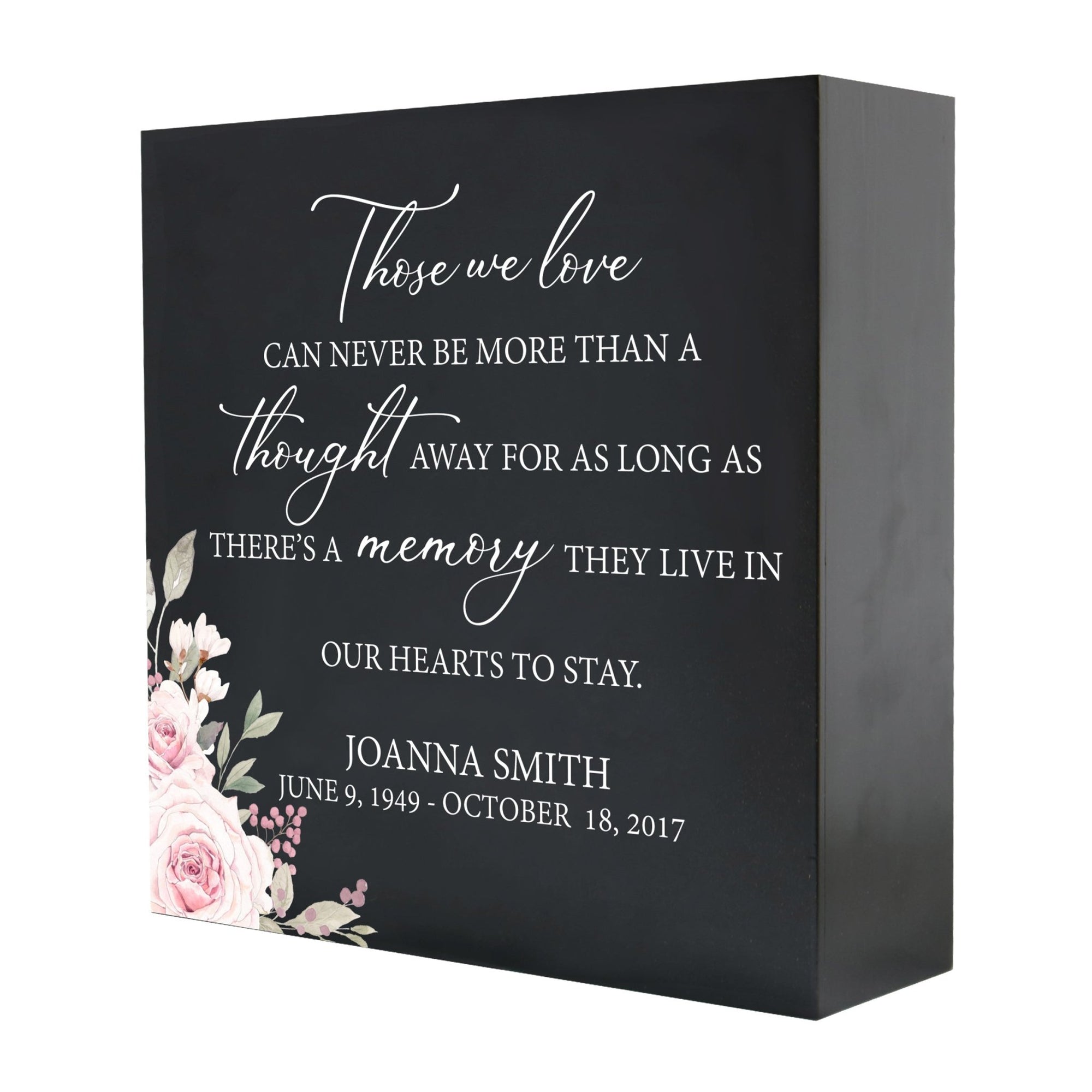 Personalized Modern Inspirational Memorial Wooden Shadow Box and Urn 10x10 holds 189 cu in of Human Ashes - Those We Love (Black) - LifeSong Milestones