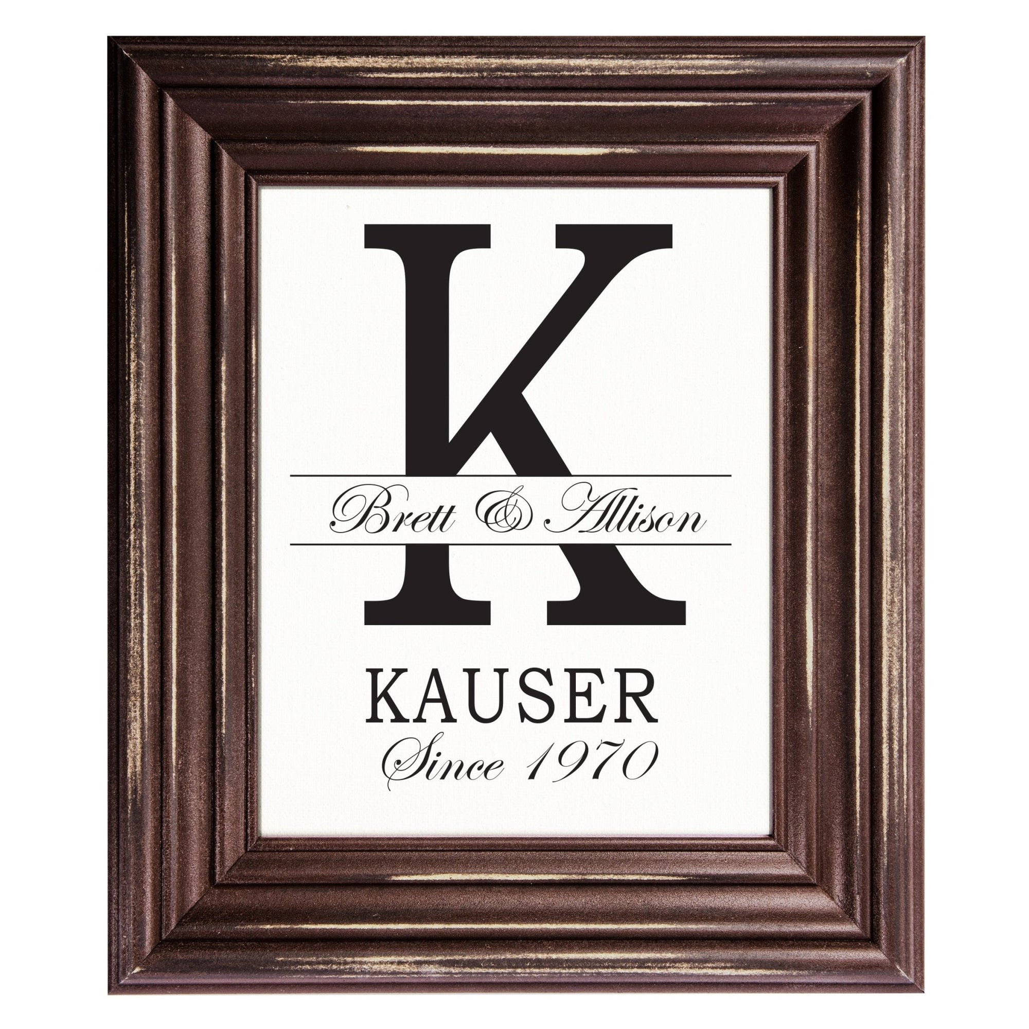 Personalized Monogram Framed Signs 12x14 - K - LifeSong Milestones